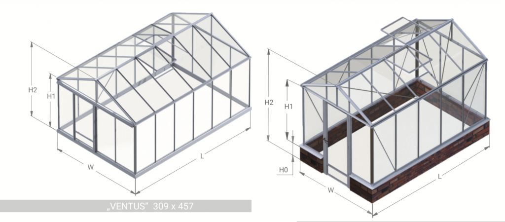 Skleník Gardenis - Ventus rozmery
